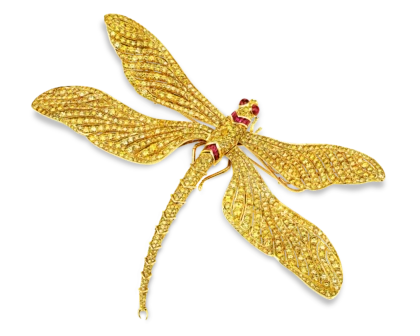 Fancy Vivid Yellow Diamond Dragonfly Brooch