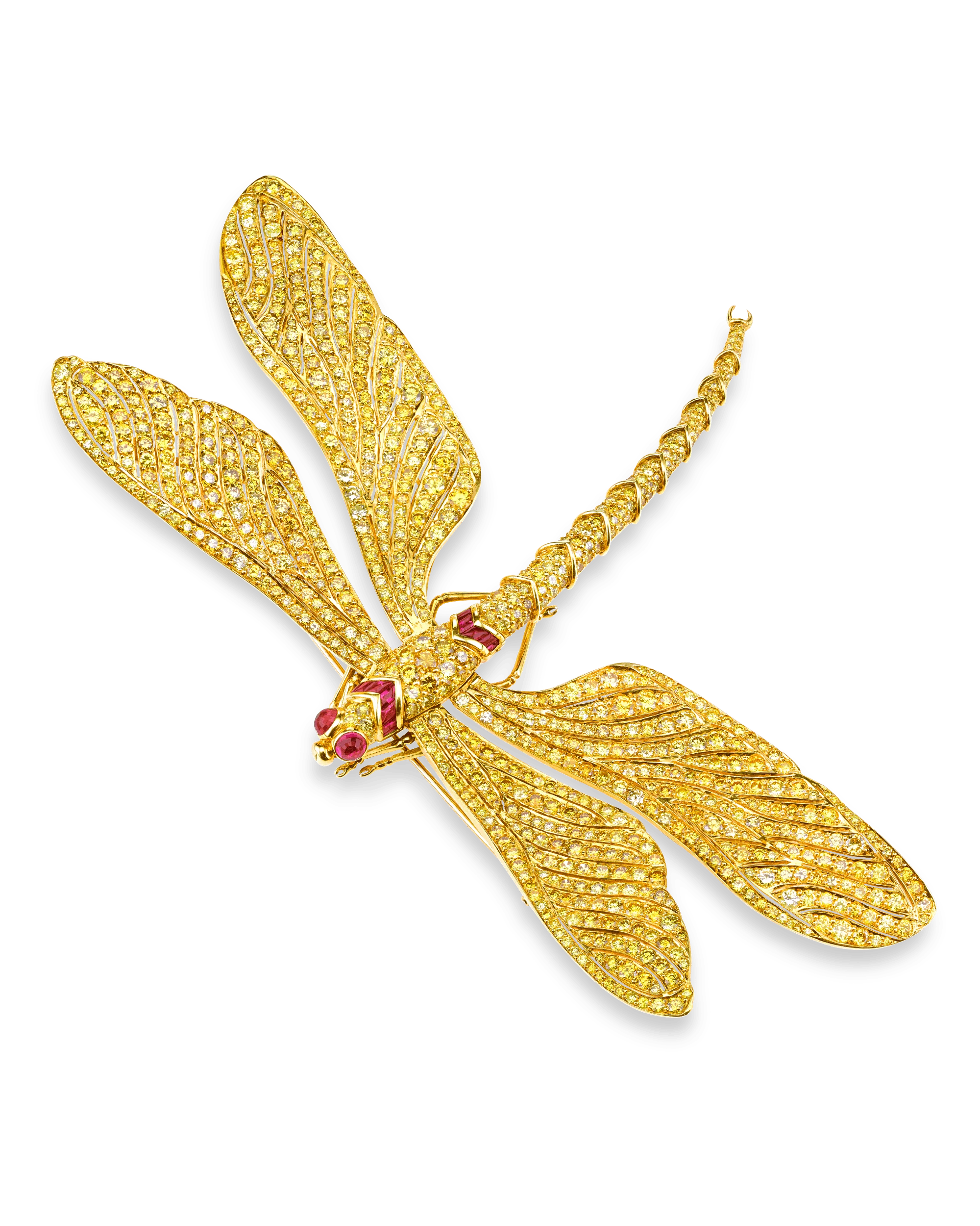 Fancy Vivid Yellow Diamond Dragonfly Brooch - Image 3