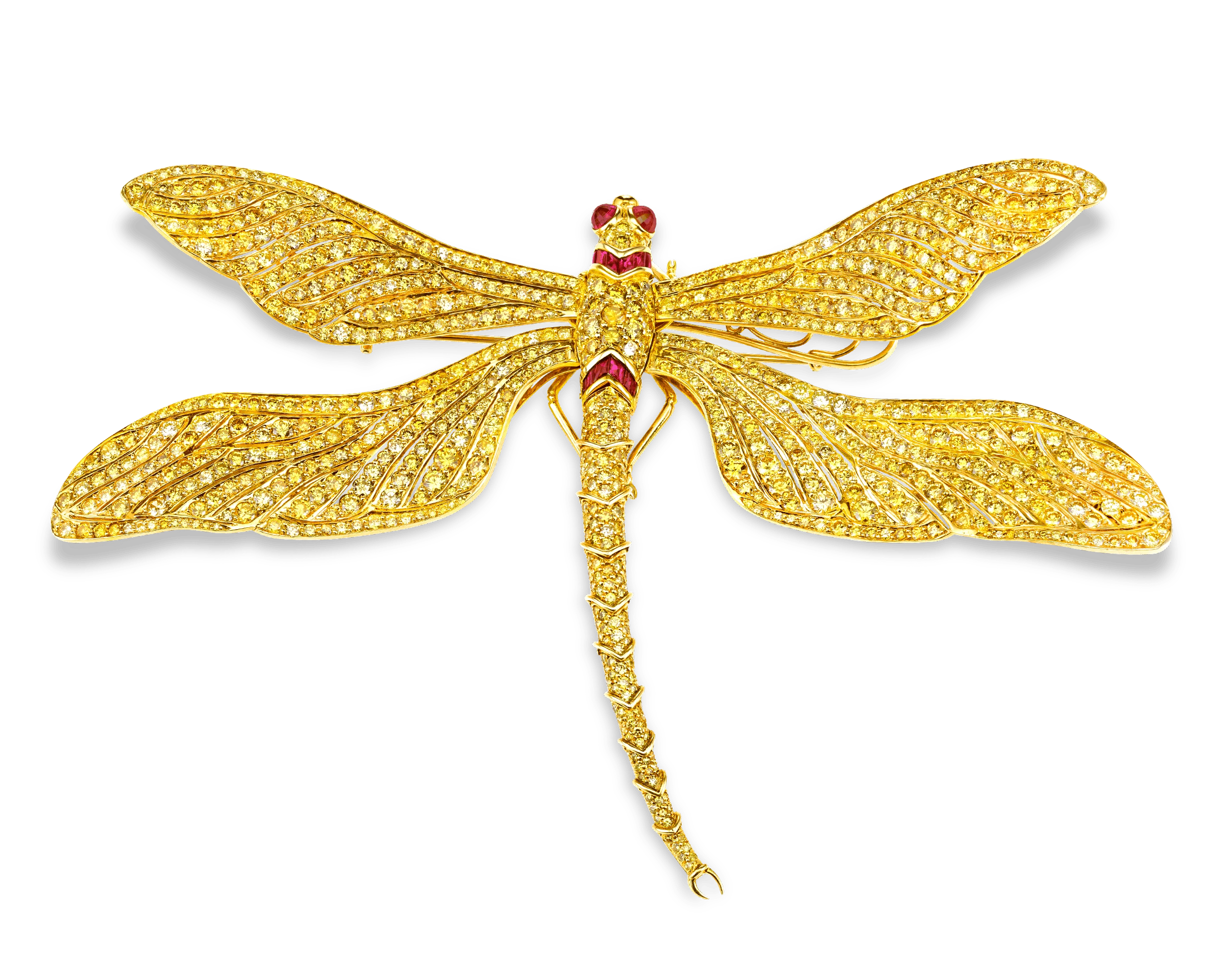 Fancy Vivid Yellow Diamond Dragonfly Brooch - Image 4