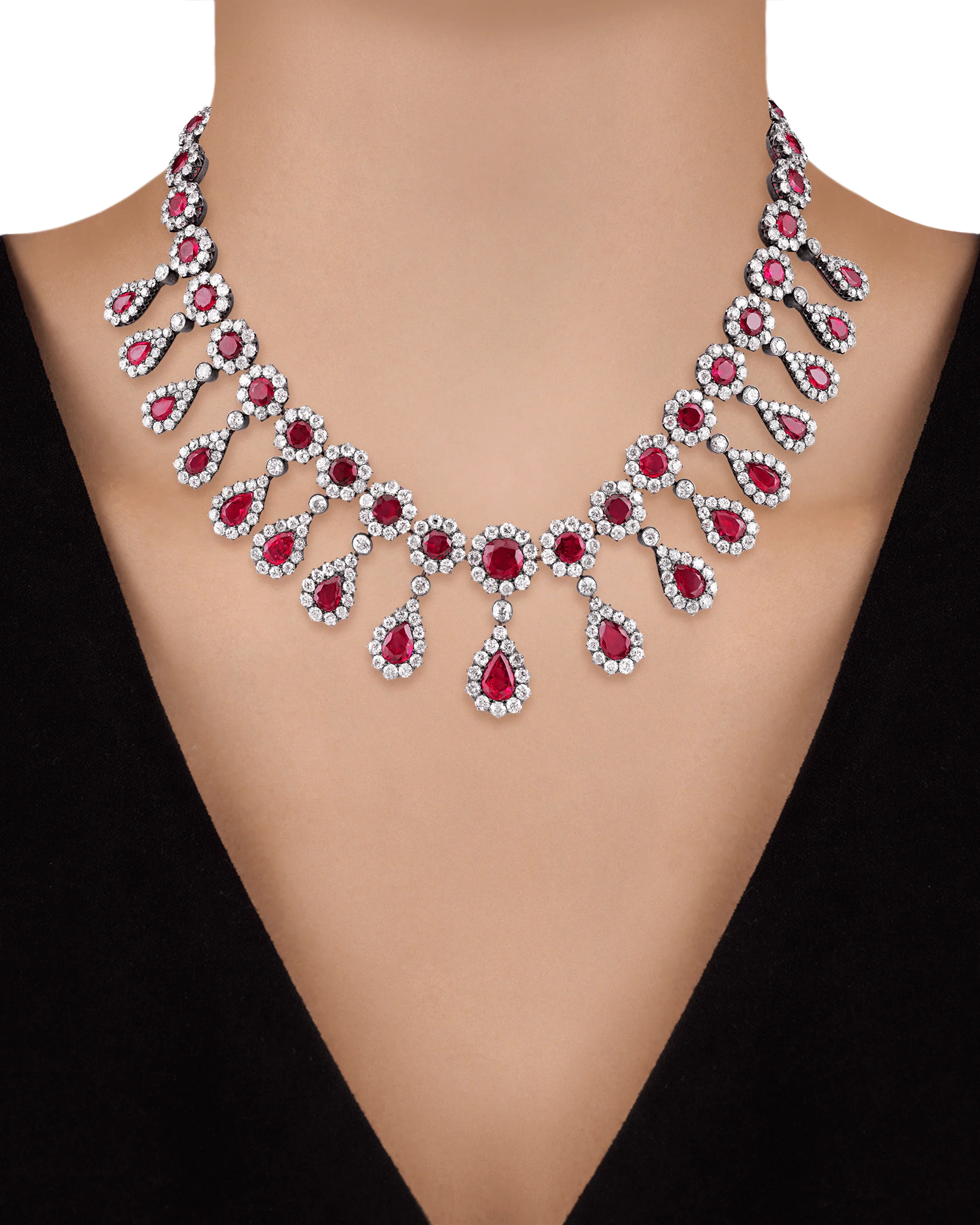 Antique Burma Ruby and Diamond Necklace - Image 4