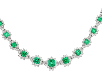 Krementz & Co. Colombian Emerald and Diamond Necklace