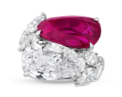 Burma Ruby and Golconda Diamond Bypass Ring