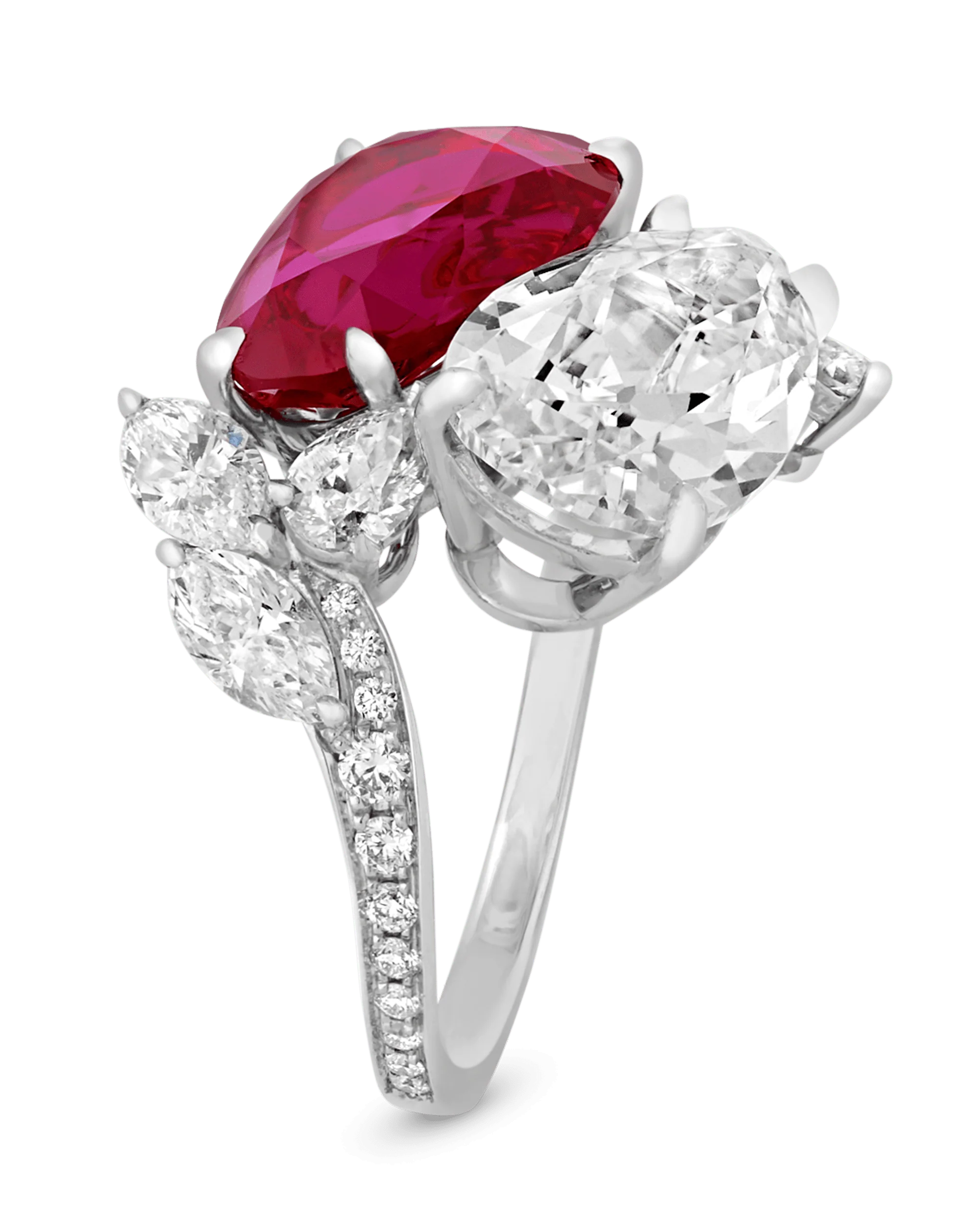 Burma Ruby and Golconda Diamond Bypass Ring - Image 3