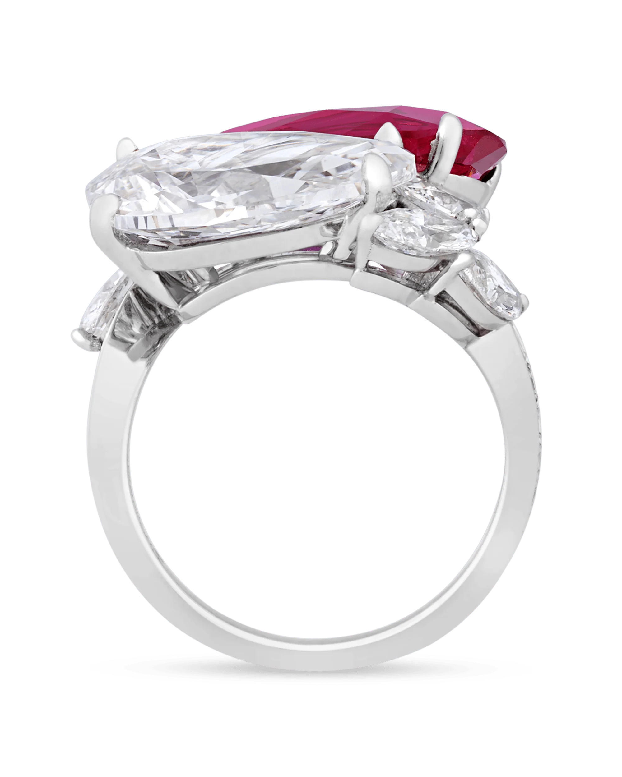 Burma Ruby and Golconda Diamond Bypass Ring - Image 4