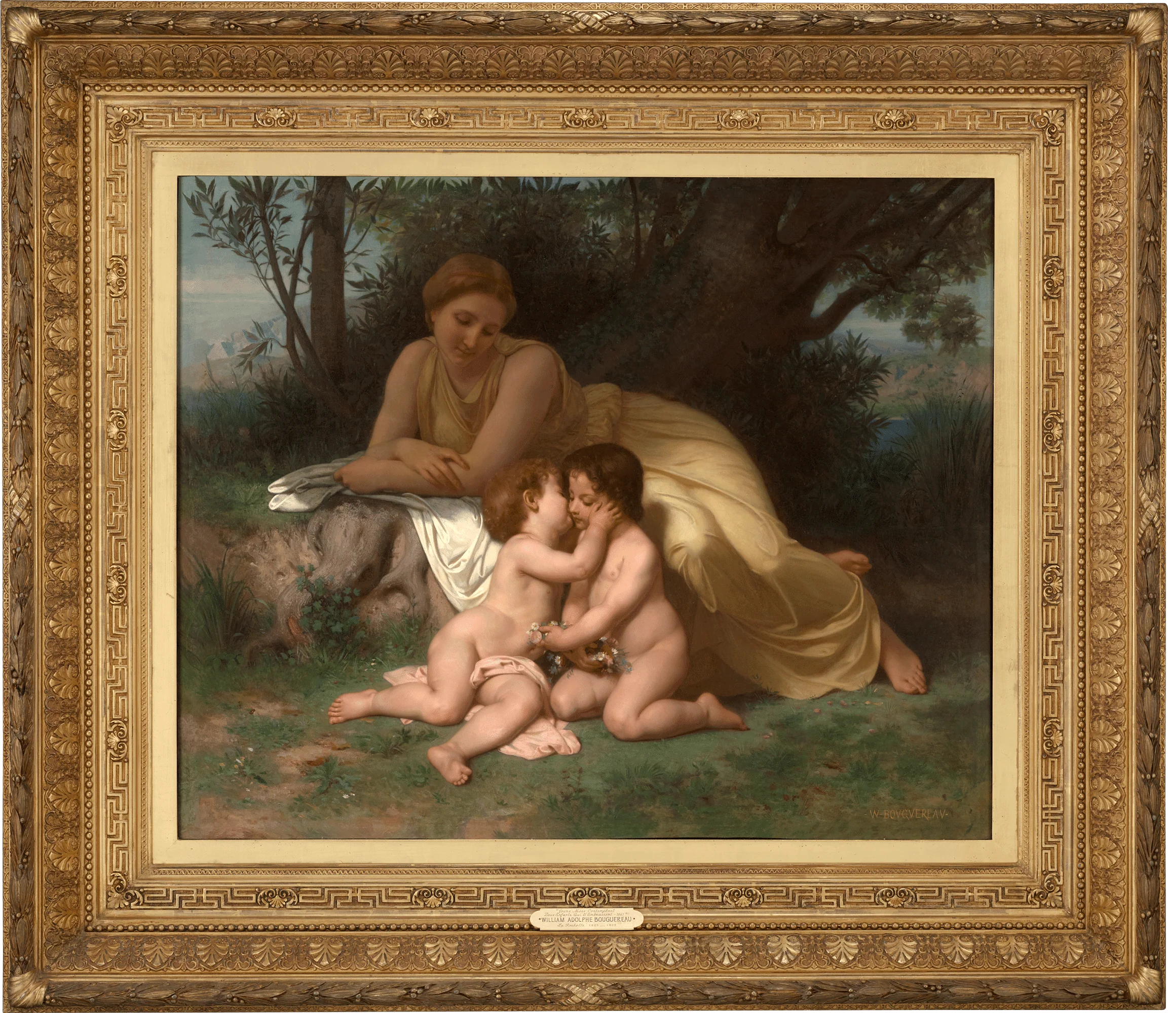 Young Mother Contemplating Two Embracing Children by William-Adolphe Bouguereau - Image 3