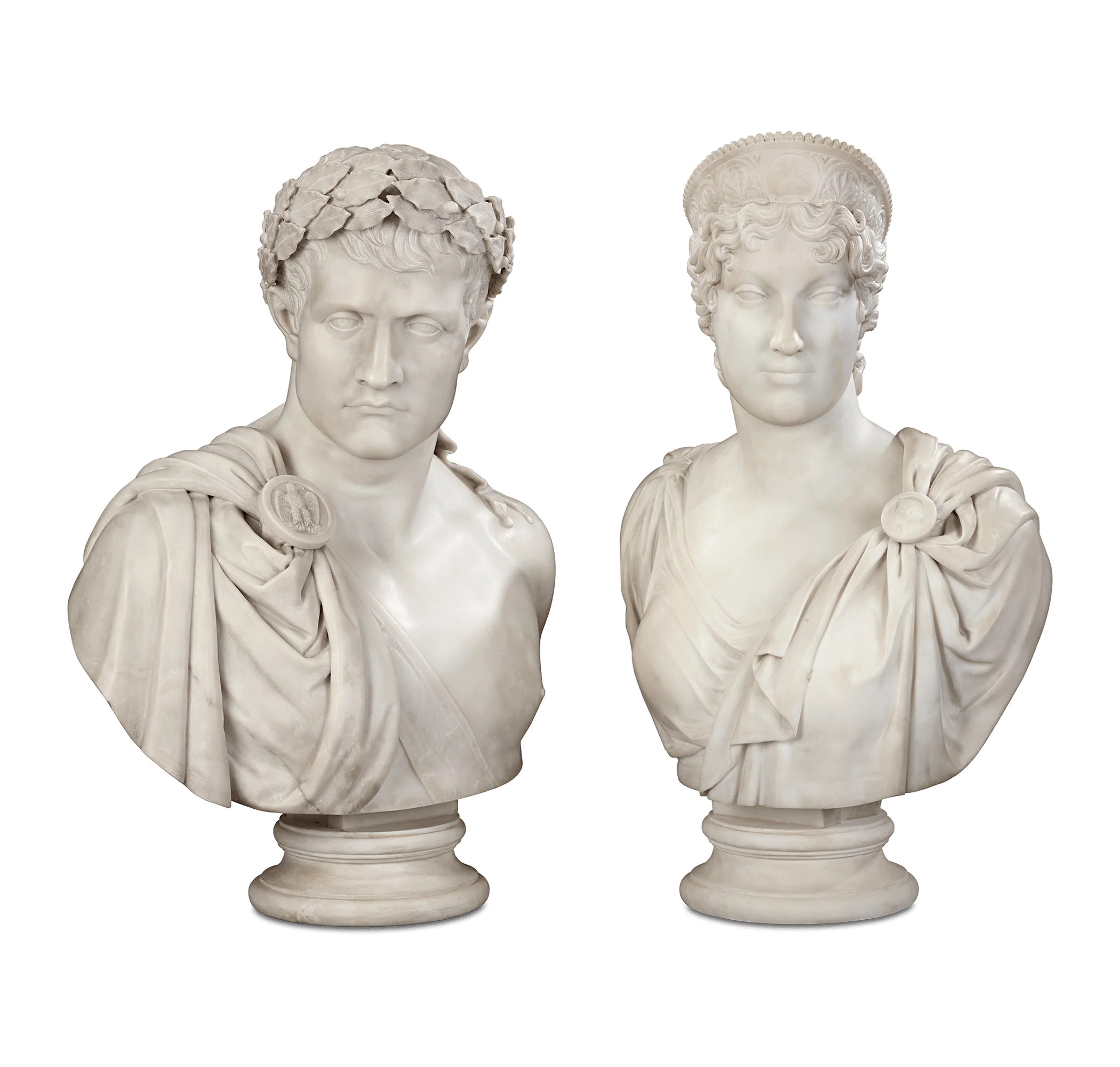 Pair of Carrara Marble Busts of the Emperor Napoleon and Empress Marie Louise - Image 2